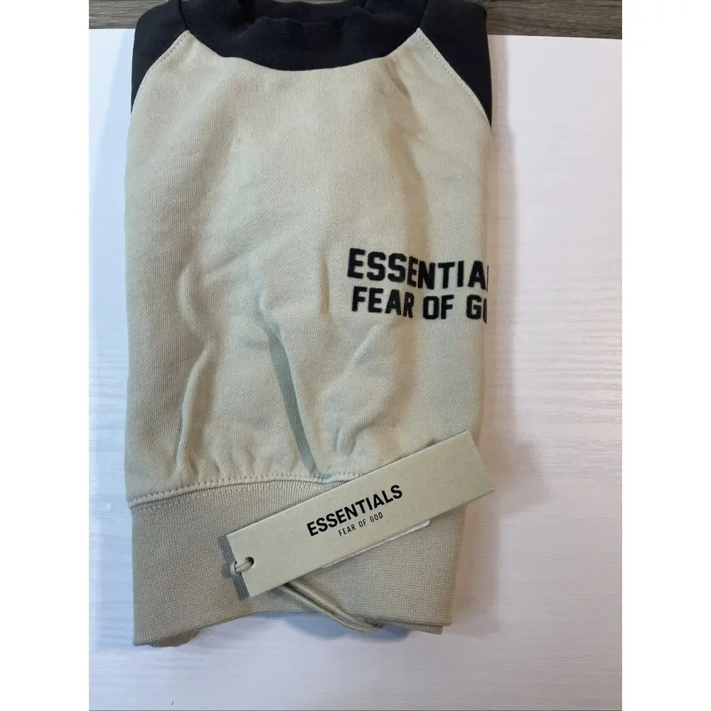 Fear of God Essentials Kids Short Sleeve Sweatshirt Two Tone Wheat Black XXS NWT